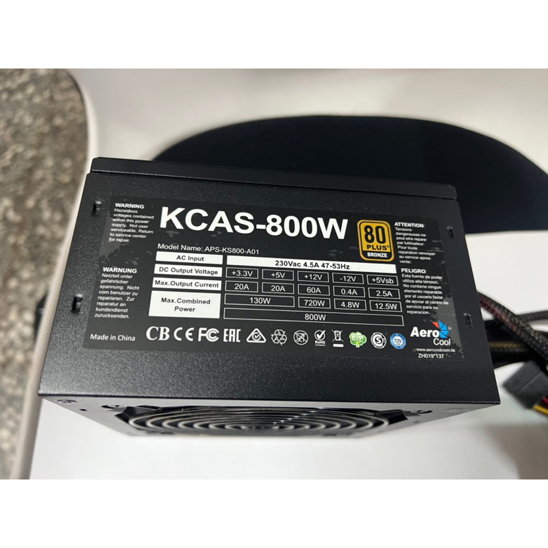 電腦雜貨店～AeroCool KCAS 800W 80PLUS  電源供應器 二手良品 $800