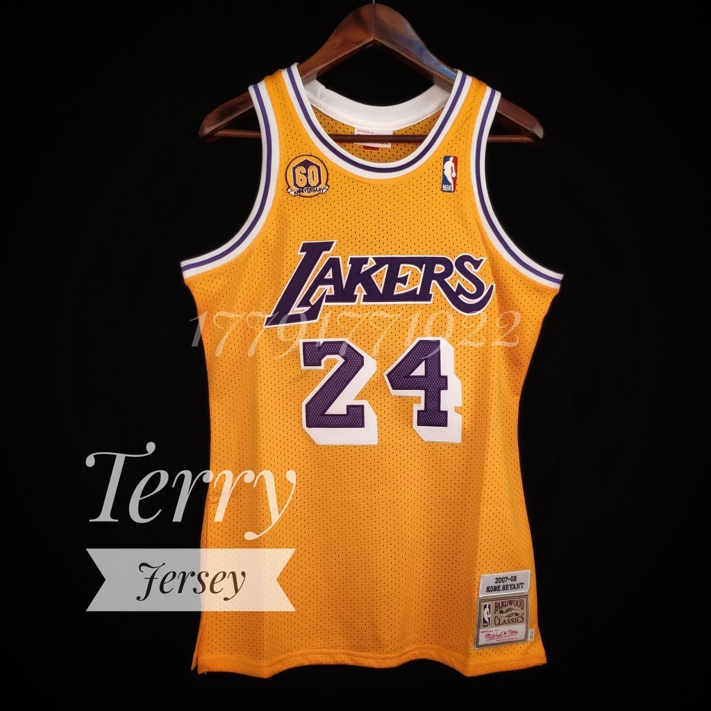 TerryJersey M&amp;N 湖人 Kobe Bryant 柯比 布萊恩 60周年紀念 Au 刺繡 電繡 NBA 球衣