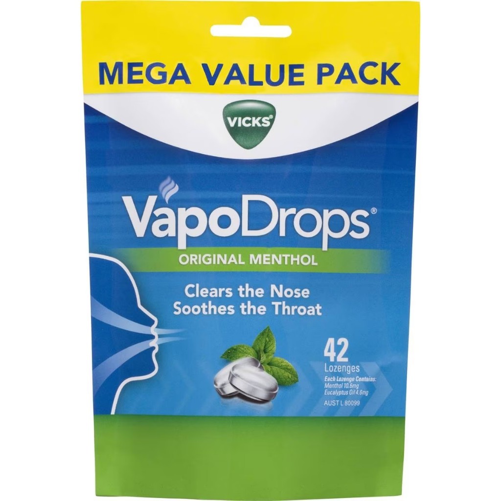 代購澳洲vicks喉糖Vicks Vapodrops Throat Lozenges Original 42 Pack