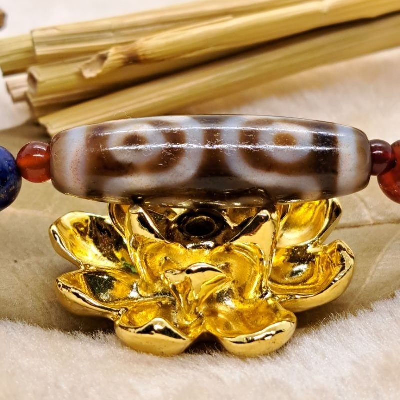 金剛杵天珠 朱砂天珠 コレクション 紅朱砂 金剛杵天珠 約46mm×12mm