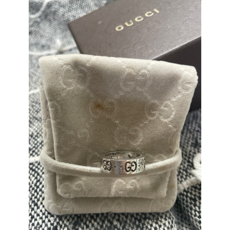 GUCCI 寬版銀戒指