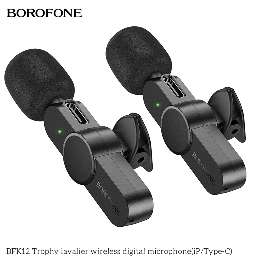 Borofone BFK12 雙嘜款洛雅領夾式無線數位麥克風 安卓 蘋果 二合一麥克風 type-c Lightning
