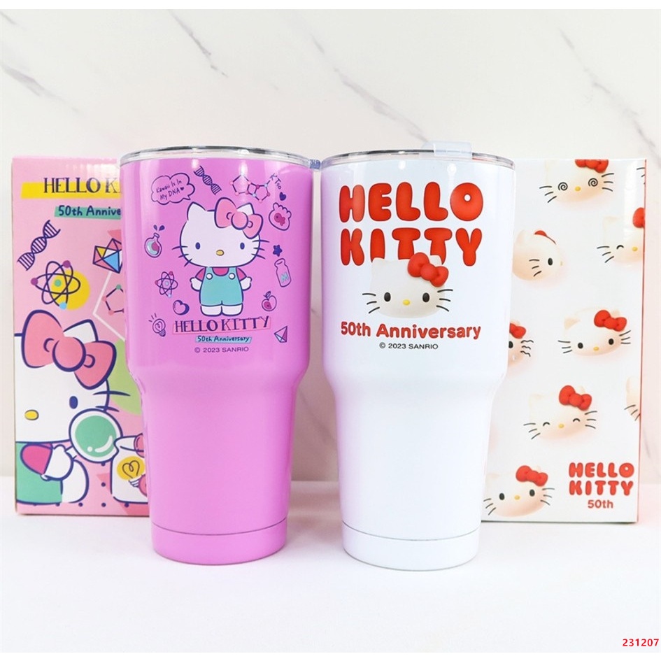 三麗鷗 hello kitty冰霸杯 KT50週年不鏽鋼冰霸杯 900ml 冰壩杯 冰霸杯 飲料杯 保溫杯 不鏽鋼杯