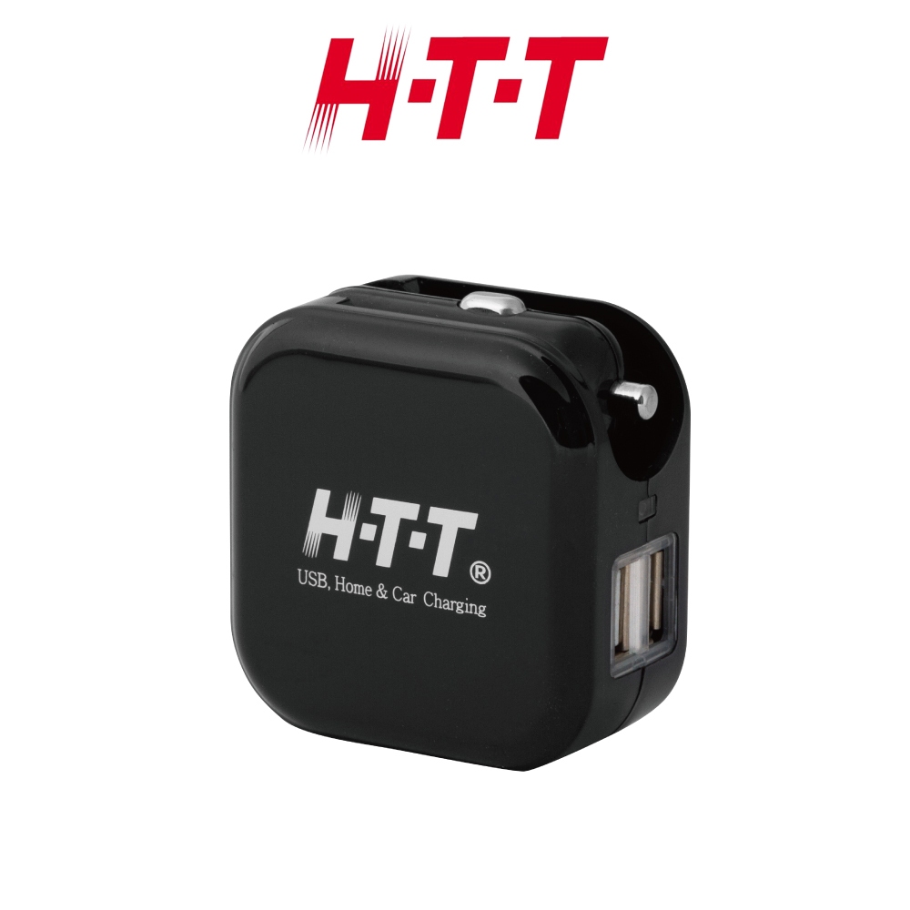 HTT 雙效智慧3.1A急速充電器(車用+旅充)HD-007 顏色隨機【福利品】