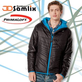 【山力士 SAMLIX】男 款輕量防風防潑保暖外套 Primaloft 休閒外套 雪衣/100%聚酯纖維 黑 66813