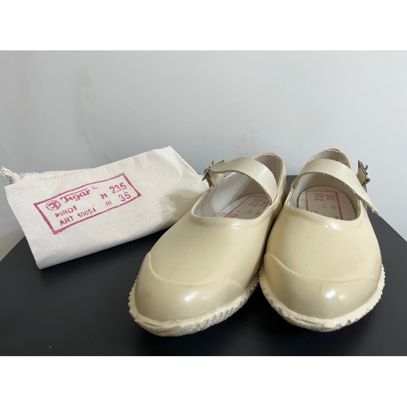 二手/東歐品牌 OPANAK-Strap防水平底瑪莉珍款橡膠鞋  米白色