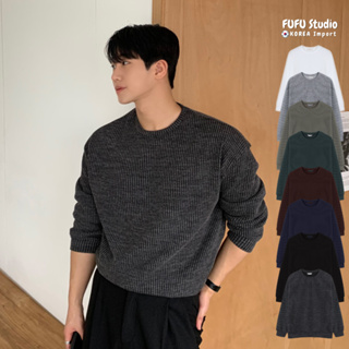 【FUFU Studio】🇰🇷正韓 波紋針織大學T / 8色 薄款針織 博主同款 圓領針織 男女皆可 韓國代購