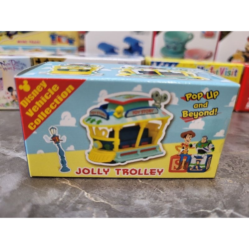 日版全新 迪士尼樂園 限定款 jolly trolley 玩具組動員 三眼怪 電車 多美小汽車 tomica 合金車