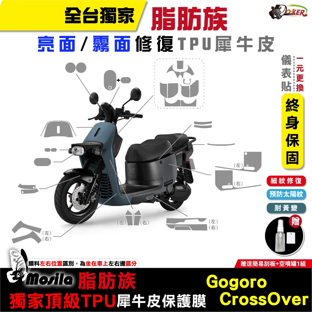 ［鍍客doker］送按鍵貼 GOGORO CROSSOVER 保護貼 脂肪族 犀牛皮 全部位 TPU 儀表 G2