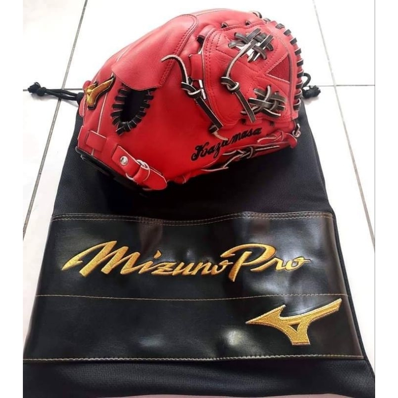 Mizuno Pro  ORDER 美津濃投手軟式耕作鋼印棒壘球手套有內裏有刺繡如圖