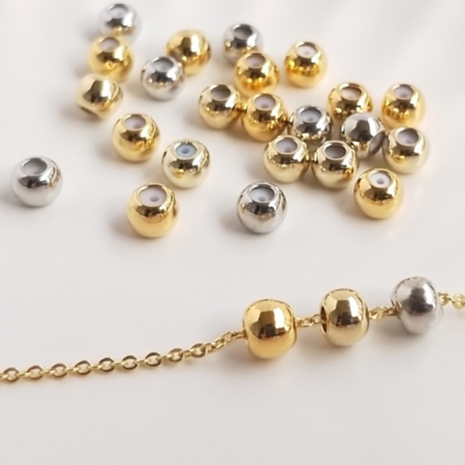 宏雲Hongyun-Ala--14K淺金18K金保色帶硅膠定位珠鏈條調節珠DIY手工項鏈首飾品配件