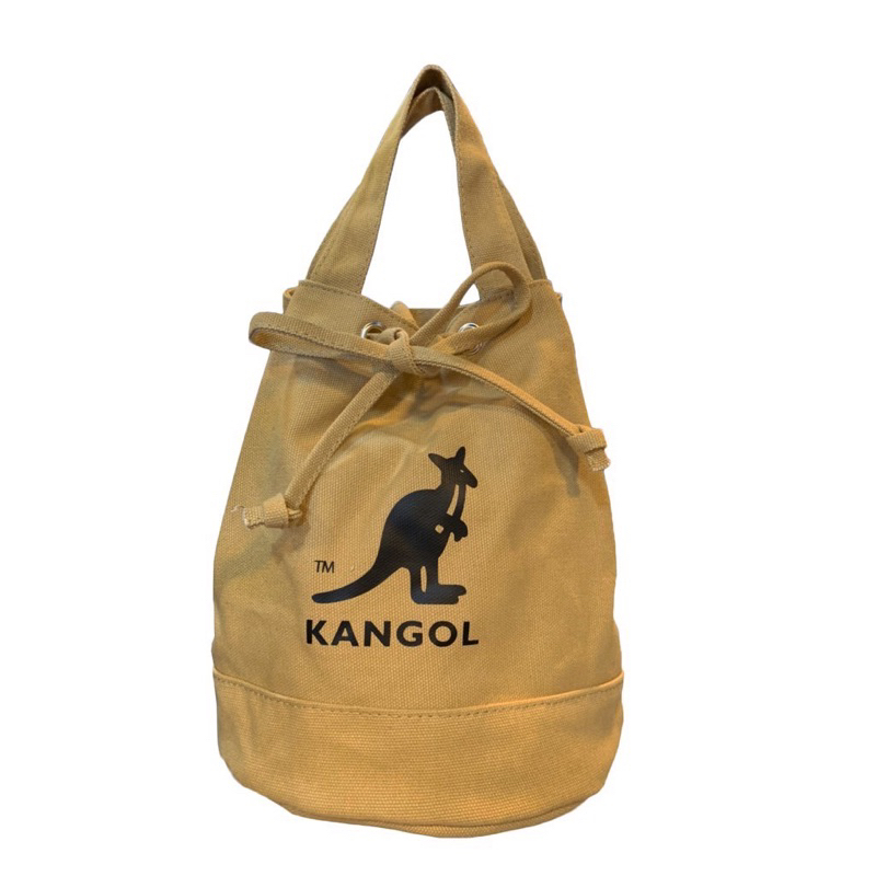 現貨 kangol 正版 袋鼠 二手 九成新 包包 水桶包 手提包 側背包 斜背包 帆布包 卡其