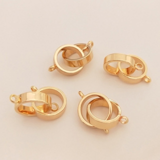宏雲Hongyun-Ala-14K鍍金保色雙環扣帶吊環珍珠項鏈連接扣diy鏈條飾品收尾配件