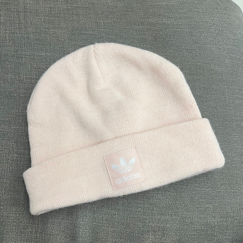 Adidas淡粉毛帽