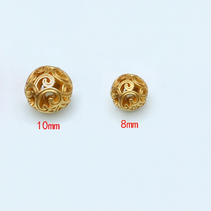 宏雲Hongyun-HC-【 10pcs/包】14/18k金珠子 散珠 沙金轉運珠 diy手鏈配飾 手串配珠古法鏤空隔珠