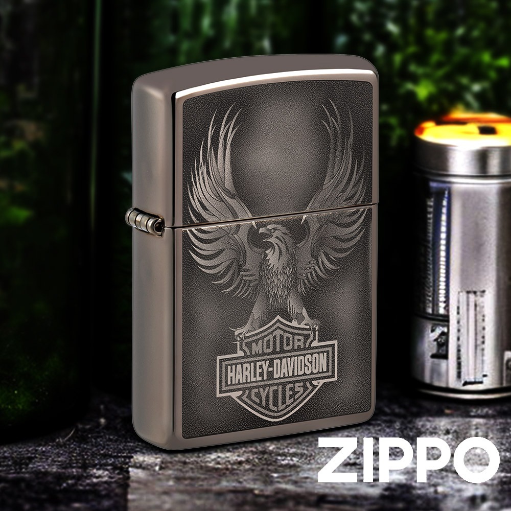 ZIPPO Harley-Davidson 防風打火機 49044 黑冰機身 照片成像技術 老鷹 展翅翱翔 終身保固