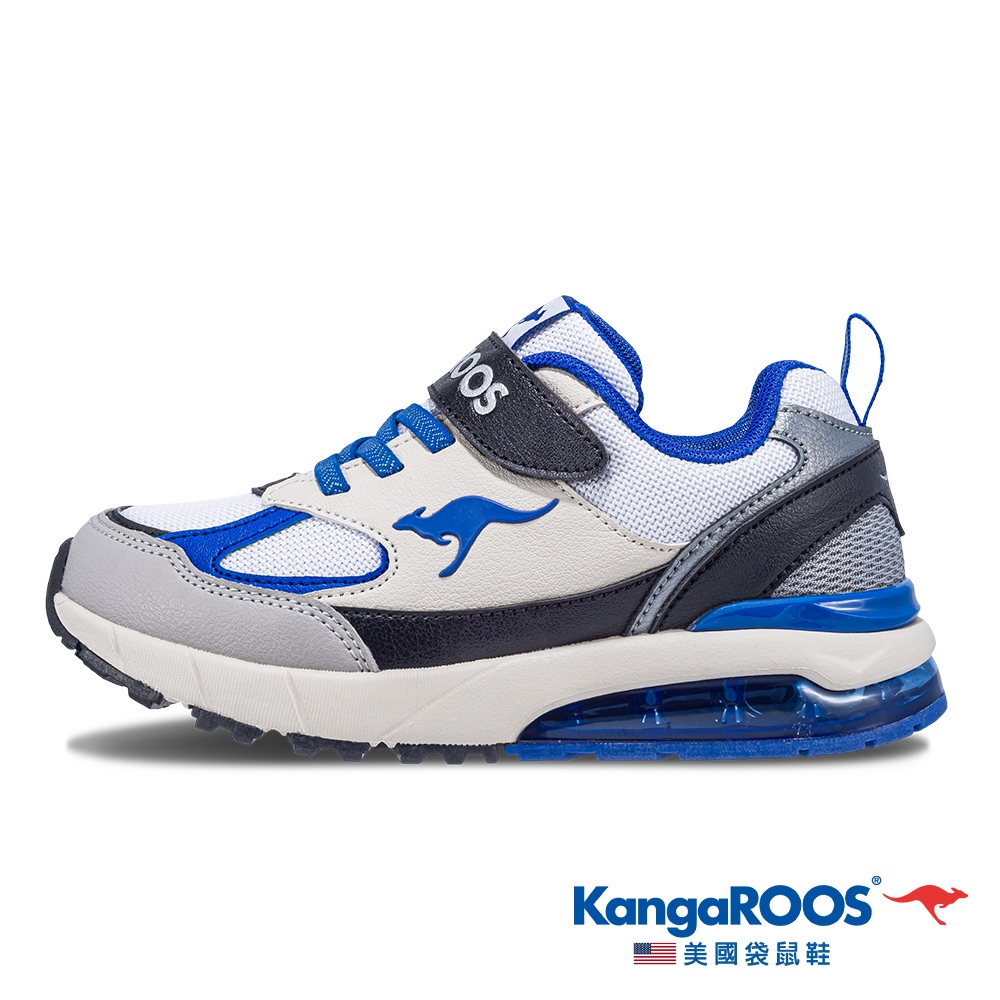 【KangaROOS 美國袋鼠鞋】童鞋 K-RIDER 2 防潑水氣墊童鞋 穩定支撐 (黑/灰/藍-KK41306)