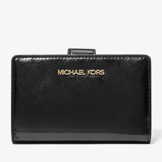 MICHAEL KORS 漆皮雙層中夾 雙折錢包 長夾 皮夾 M75073 黑色MK(現貨)