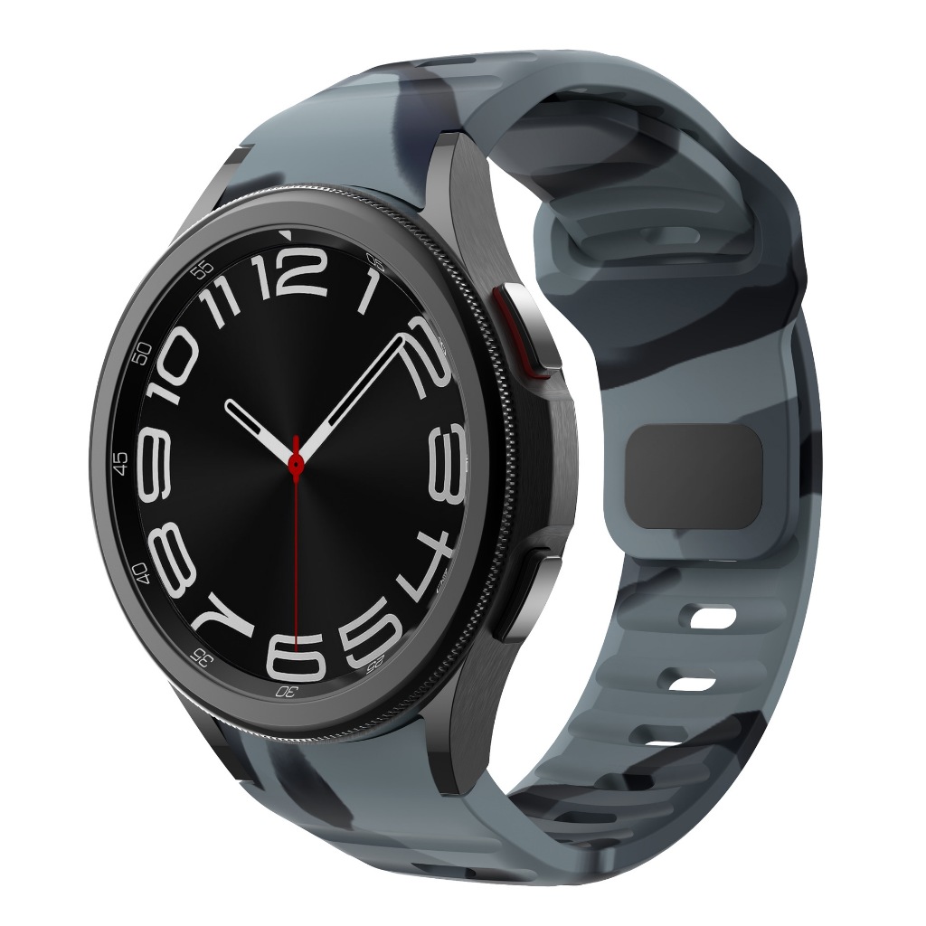 迷彩 三星Galaxy watch 4 5 6 classic 波浪紋 反扣錶帶 快拆錶帶 運動錶帶 5Pro 矽膠錶帶