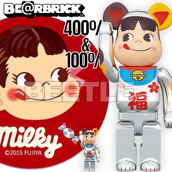 BEETLE BE＠RBRICK 招財貓 不二家 奶妹 牛奶妹 福 招福 電鍍 大吉 PEKO 100% 400%