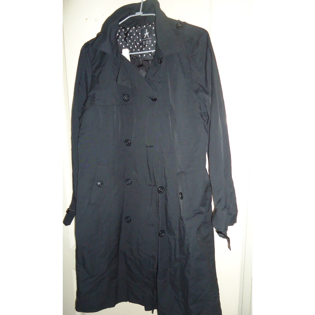 西班牙Atmosphere 黑色棉質長大衣外套,65%棉,UK14/FR42,肩寬42cm,胸寬55cm,少穿降價大出清