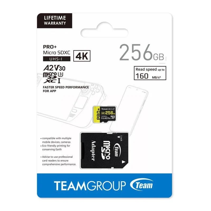 TEAM 十銓 PRO+ MicroSDXC 256GB UHS-I U3 A2 V30 記憶卡 (含轉卡+終身保固)