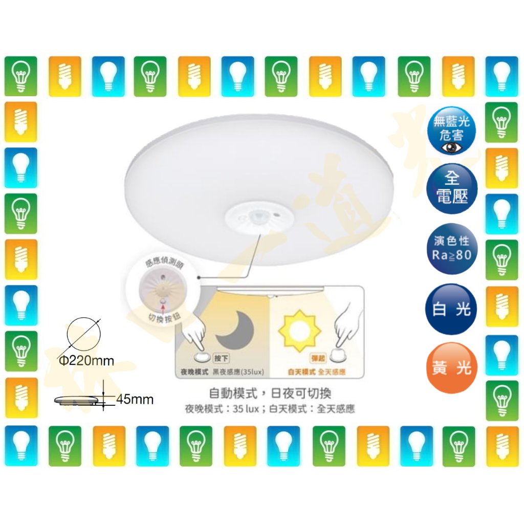 【林口一道光】舞光 16W LED 全電壓 雲朵紅外線感應吸頂燈 LED-CEN16DIS/WIS