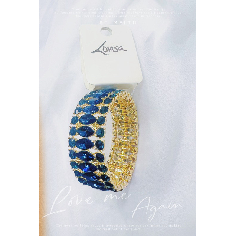 AliciA’s Gift🎀《出貨很快🚀》Lovisa寶藍奢華時尚滿鑽手環 華麗風格 時尚穿搭 禮服配件 寶藍色水鑽