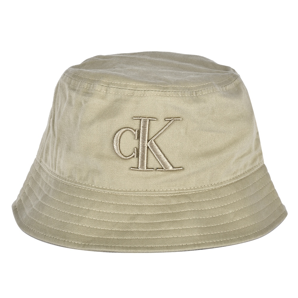 Calvin Klein CK刺繡字母純棉漁夫帽(卡其)103154-1