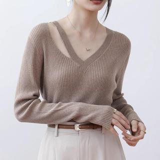 衣時尚 針織衫 上衣 毛線衣 保暖 新款V領內搭打底衫遮肚洋氣針織毛衣女包芯紗BC1030-1968.