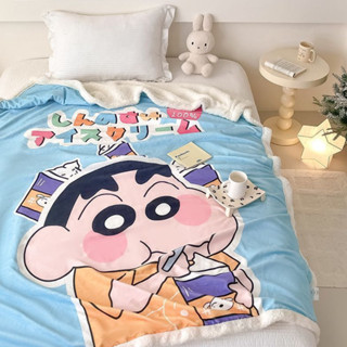 蠟筆小新羊羔絨毛毯午睡牛奶絨小毯子沙發蓋毯兒童學生宿舍單人毯(厚款)