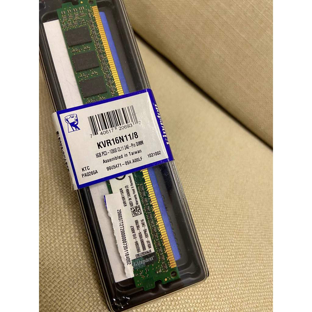 金士頓 Kingston DDR3 1600 8G PC3-12800 8GB KVR16N11/8