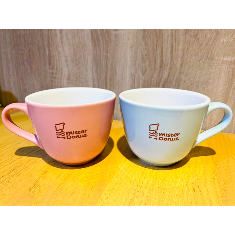 Mister Donut 漾彩陶瓷馬克杯 咖啡杯 藍紅對杯 180ml  1組2入 優惠出清