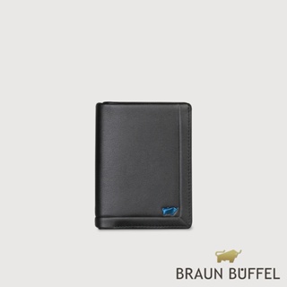 【BRAUN BUFFEL 德國小金牛】台灣總代理 戴普 8卡中間翻透明窗名片夾-黑色/BF521-143-BK