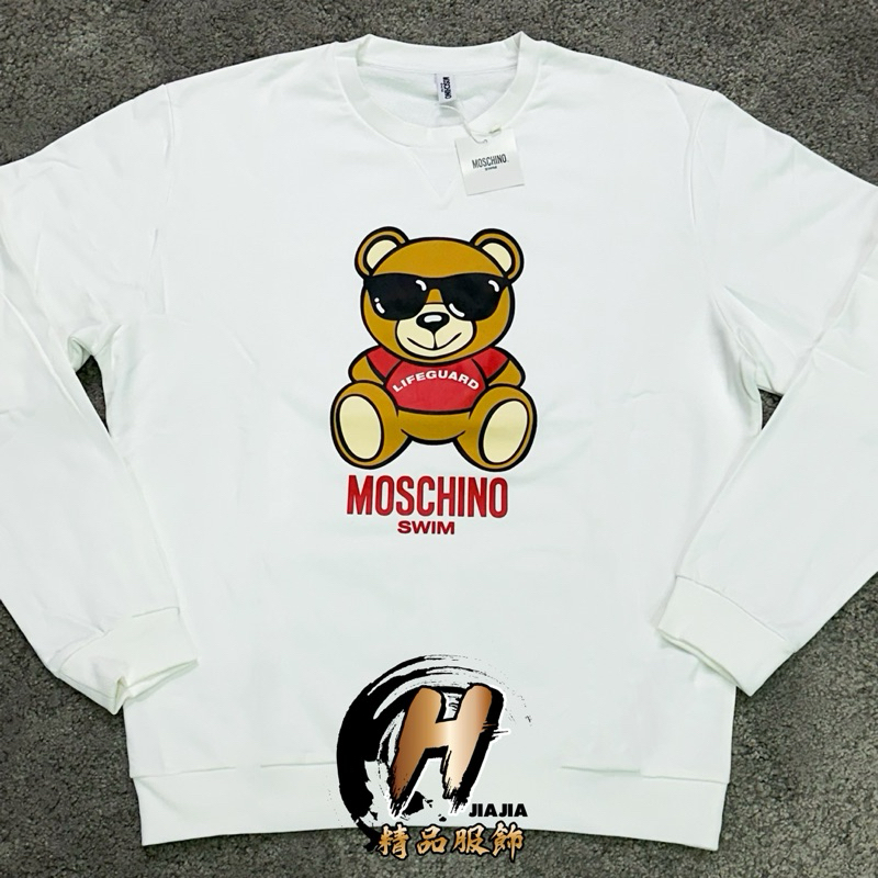 H精品服飾💎MOSCHINO 熱門款 紅衣墨鏡熊 白色 衛衣/大學T✅正品代購