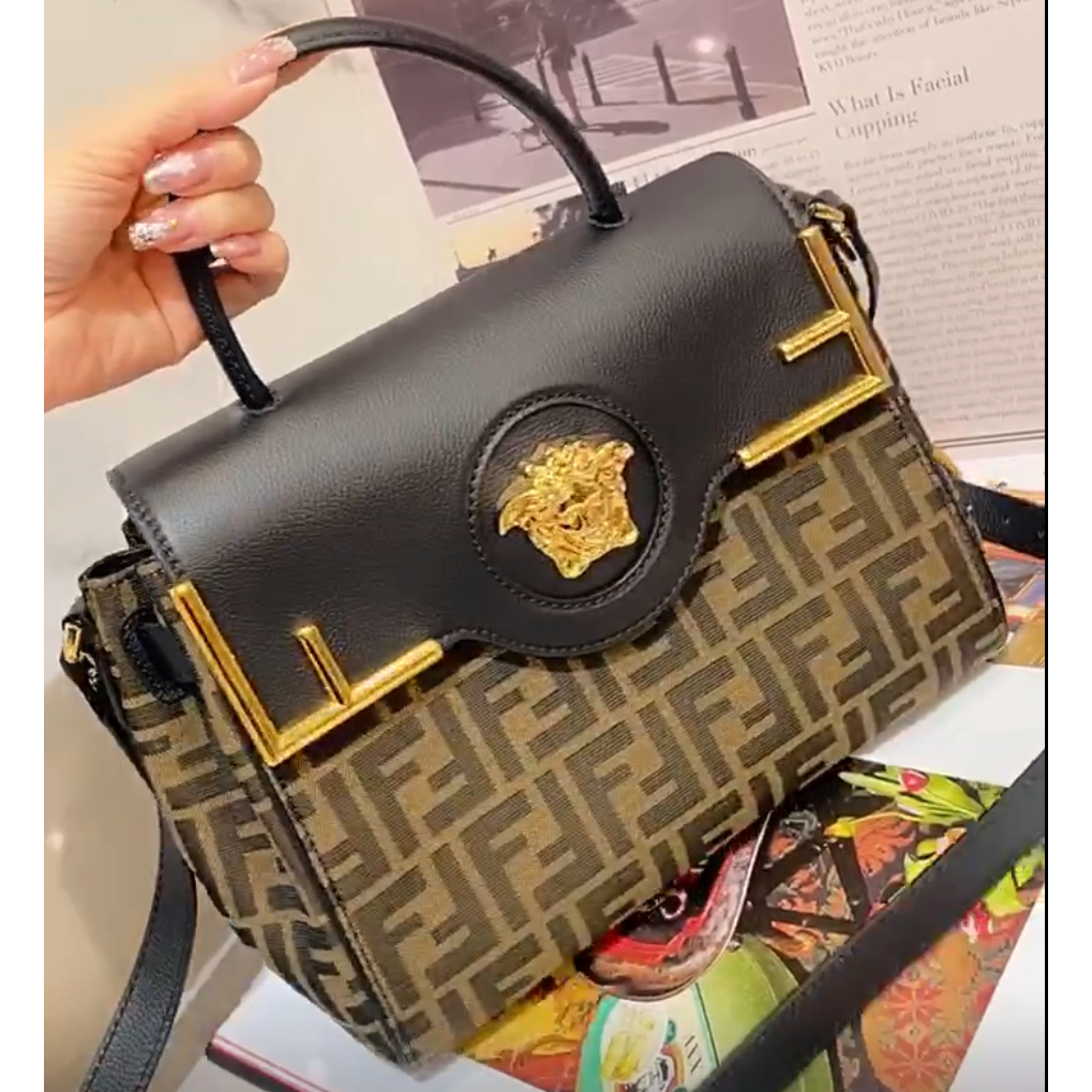 二手旗艦 FENDI 老花 聯名 凡賽斯 金鍊 手提包 斜背包 兩用包(中友店)