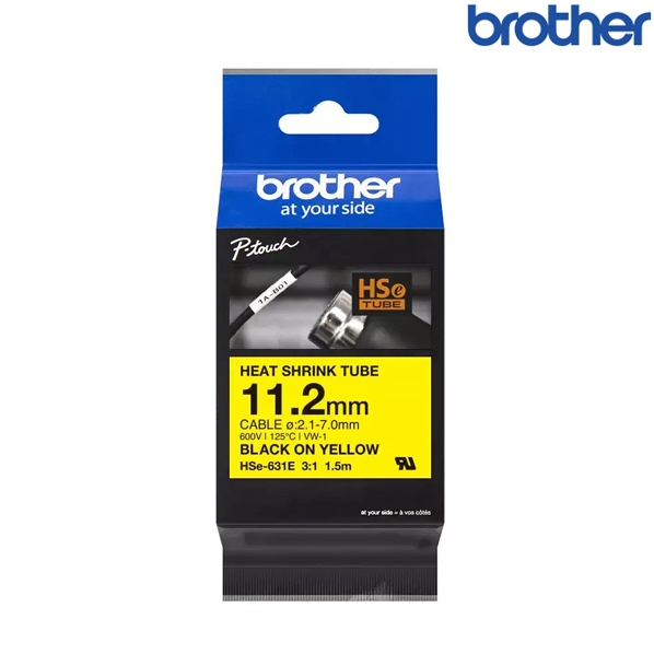 Brother兄弟 HSe-631E 黃底黑字 標籤帶 熱縮套管系列 11.2mm 標籤熱縮管 HSe-631