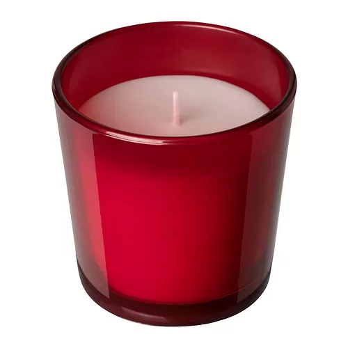 IKEA VINTERFINT 杯狀香氛蠟燭 紅色 冬日香料 肉桂 小豆蔻 丁香 肉豆蔻 25H