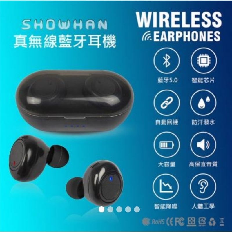 SHOWHAN 高保音質 真無線藍牙耳機送兩組3.5mm有線立體聲耳機