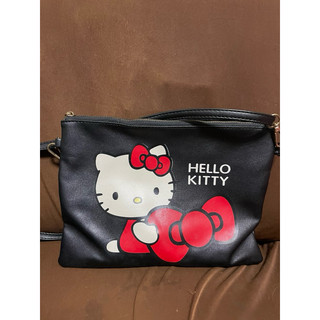 Hello kitty信封可調式肩帶黑款包