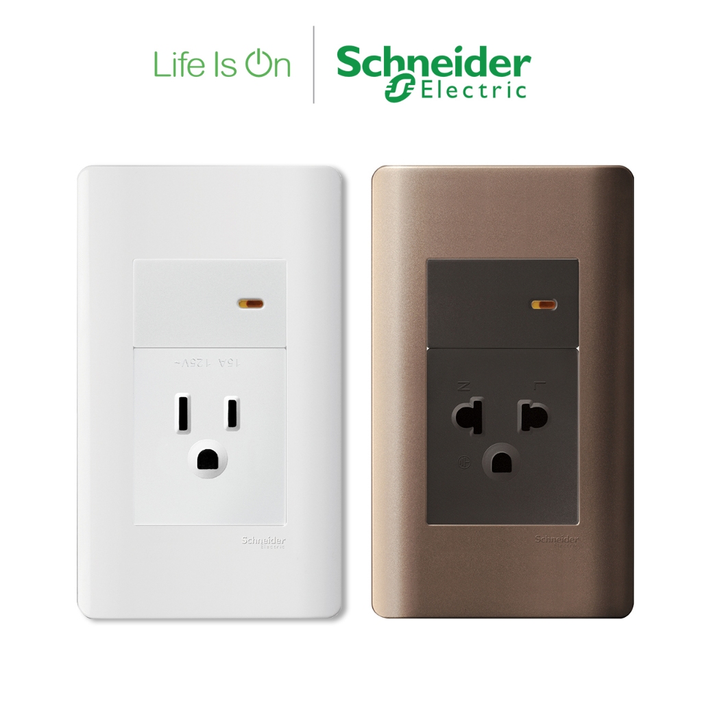 【Schneider Electric施耐德】ZENcelo系列 古銅棕/經典白 三路單開關+2.0/5.5線徑單插座