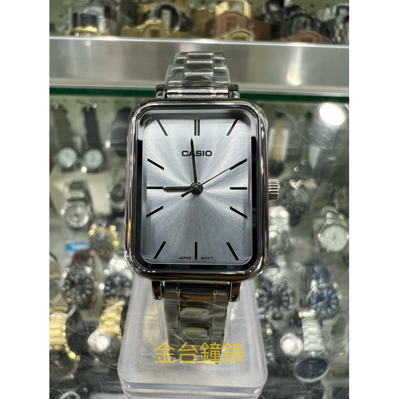 【金台鐘錶】CASIO 卡西歐 簡潔(長方形)(女錶) (哈韓) 必備的基本錶款(銀x淡藍面)LTP-V009D-2E
