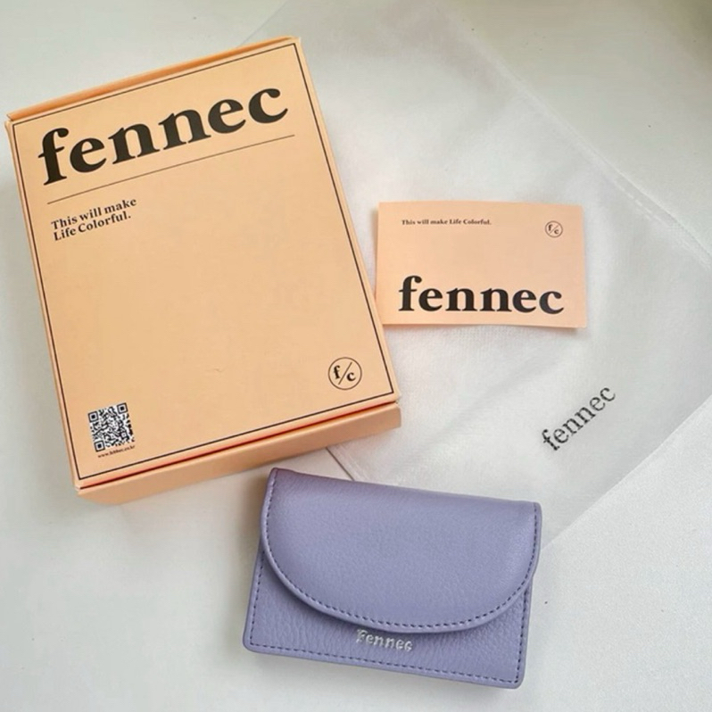 韓國 真皮 Fennec HALFMOON ACCORDION POCKET卡夾 卡包 零錢包 青澀水藍 香芋紫 尊貴黑