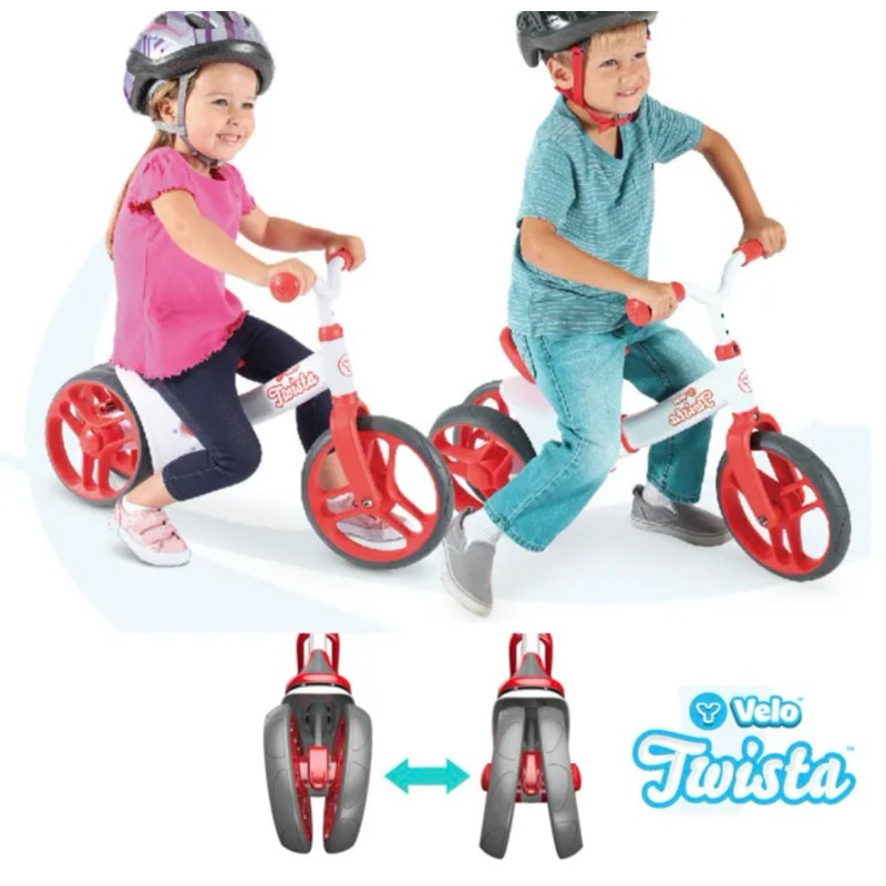 YVolution 菲樂騎 VELO Twista 平衡滑步車/雙模式扭輪款童車-櫻桃紅(嚕嚕車 三輪車 學步車)