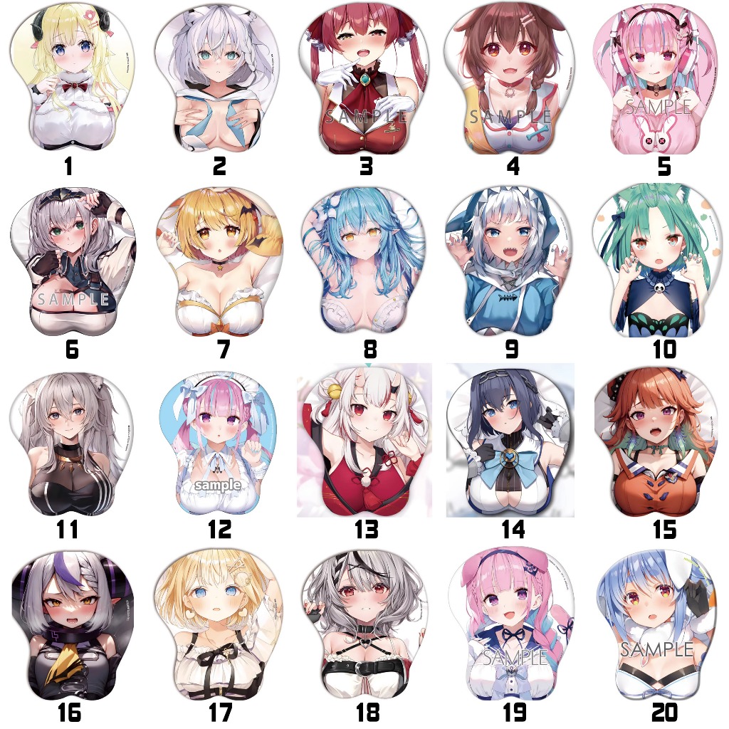 【訂製商品】hololive 百鬼綾目 湊阿庫婭 兔田佩克拉 白上吹雪 角卷綿芽 噶嗚·古拉 華生 歐派胸部立體滑鼠墊