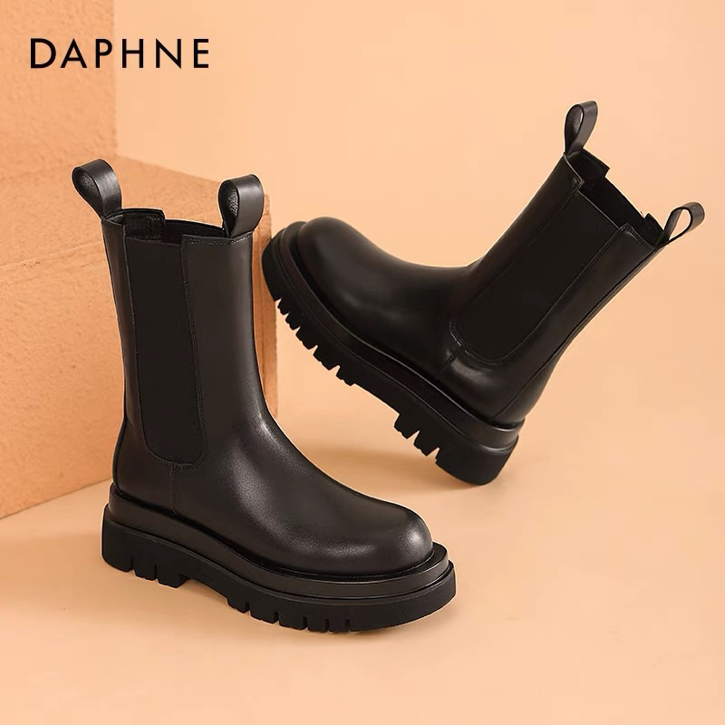 daphne 煙筒靴 馬丁靴 2023新款黑色切爾西靴 女中筒短靴 女靴 鞋 37