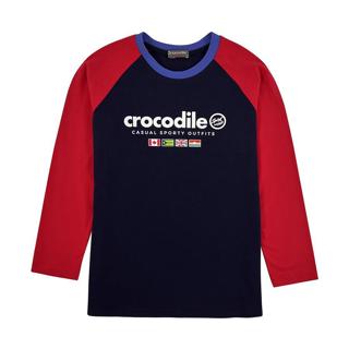 Crocodile Junior『小鱷魚童裝』U64472 LOGO印圖撞色T恤 Ggo(G購)