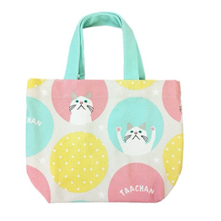 日本 市松模樣 貓咪 帆布包 水餃包 手提包
