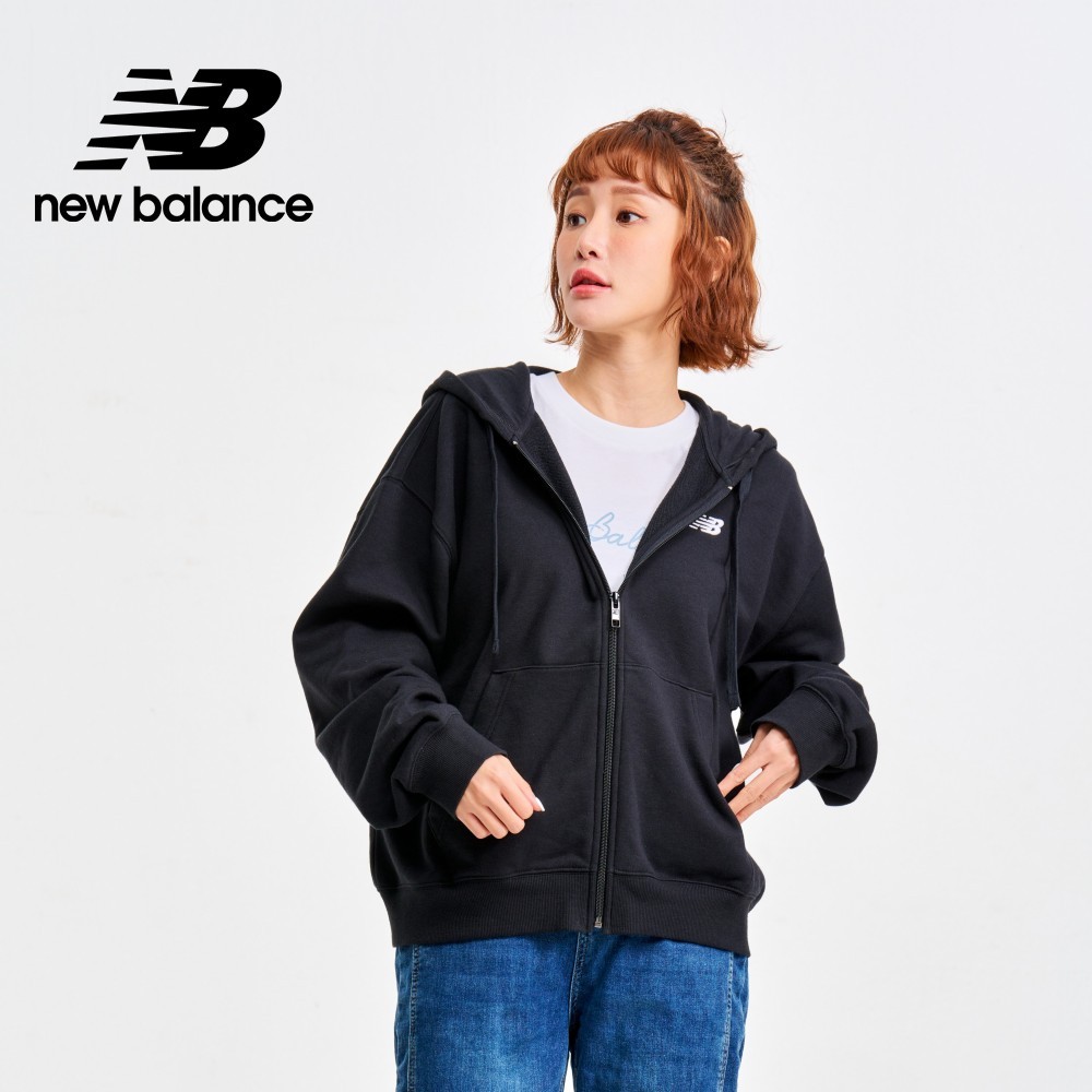 【New Balance】 NB 刺繡NB休閒連帽外套_女性_黑色_WJ41501BK