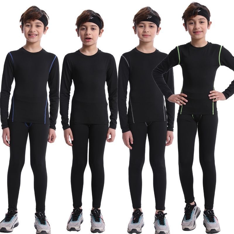 兒童籃球服套裝 緊身衣 運動服 速乾衣 男童女健身衣  訓練長袖緊身衣 小學生運動跑步服